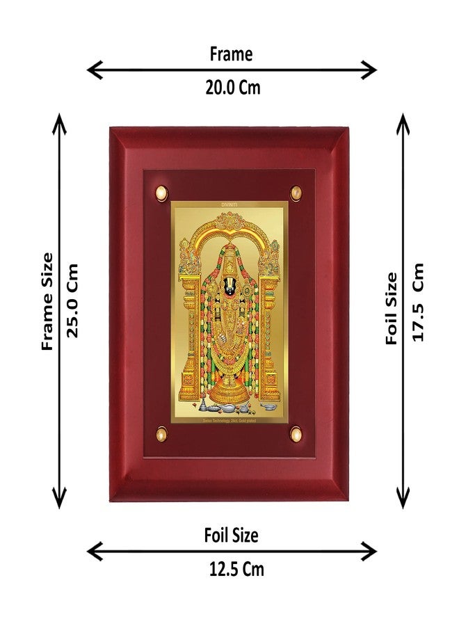 DIVINITI Tirupati Balaji Gold Plated Wall Rectangular Photo Frame,Table Décor|Mdf 2.5 Wooden Wall Photo Frame And 24K Gold Plated Foil|Religious Photo Frame Idol For Pooja,Gifts Items (25x20Cm) - Image 2